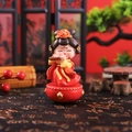 Traditional Chinese girl figurine playing flute on round base with oriental background - -37 Playing The Flute* Small / Ancient Style Ornament Series
