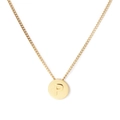 Polished gold stainless steel necklace featuring a circular pendant with letter P - Letter P (KN118654-K)