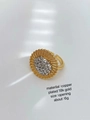Close-up of 18K gold plated ring with micro-pave crystals and adjustable band detail - Two-tone Gold 5 (Full Pave Zirconia)