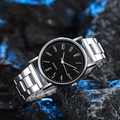 Reloj de cuarzo para hombre con correa de acero plateado y esfera negra redonda - Esfera negra con números arábigos