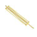 Layered gold punk style chain bracelet with snake and curb links in vintage metal design - Multi-layer Bracelet / Gold