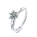 Elegant six-prong heart-shaped zircon ring with twisted pavé band on white background - J0319-Six-Prong Twist Pave