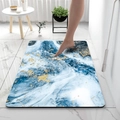 Detail of blue marble bath mat with gold foil texture and non-slip surface in bathroom - 40*60cm / Teal
