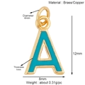 Gold plated brass letter A charm pendant with turquoise enamel for jewelry making - Sky Blue - Letter A