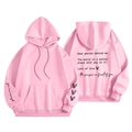 Felpa con cappuccio in pile rosa per uomo e donna con stampa a cuore e testo sul retro - S / Tops / Rosa