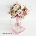 Rosafarbener Brautstrauß mit Rosen und Chiffonbändern, Gewicht ca. 190 Gramm - Rosa Kaffee