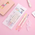 Lot de 6 surligneurs pastel à double pointe avec mines large et fine, coffret rose - 12 Couleurs Lot de 6