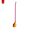 Large iridescent 304 stainless steel cocktail spoon with spiral long handle and teardrop head - Large Spiral - Magic Red