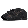 Béret en denim noir avec empiècements floraux et boutons traditionnels chinois - Noir