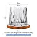 Transparent glacier whiskey glass with wooden tray and 270ml capacity design - Transparent Glacier Pattern with Wooden Base