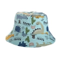 Dettaglio cappello parasole per bambini in cotone verde menta con stampa dinosauro - 52cm (2-6 Anni) / Dinosauro Lettera-Verde