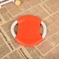Orange durable nylon pet frisbee with white thick cotton rope handles for dog training - Specified Blank / Orange