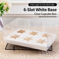 6-slot white paper cupcake box with transparent lid for 5.1-6cm diameter cakes - 6-Cavity Standard White Cake Box