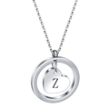 Detailed close-up of a silver stainless steel necklace with engraved letter Z on a heart pendant - Letter Z