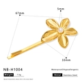 Pinza para el pelo de acero dorado con forma de flor, perla y medidas detalladas - Estilo Flor de Perla (NB-H1004)