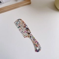 Bunter Acetat-Kamm mit groben Zinken, floraler Textur und praktischem Griff - Acetat 18.5cm / Bunt