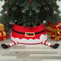Detail of Santa Claus tree skirt with striped legs and presents under Christmas tree - Santa Style Tree Surround with Legs (For 1.5-2.1m Tree)