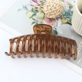 Elegant large translucent brown hair claw clip with vintage spring design for thick hair - Jelly Brown