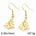 Orecchini a gancio a forma di albero di Natale dorati, gioielli festivi per donna 20x14mm - Orecchini ad Albero di Natale in Oro (KE105832-Z)