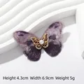 Elegant purple gradient butterfly brooch with gold metal lace and pearl detail - Embroidery Rhinestone KC0304 Purple