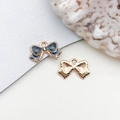 Golden alloy bow charm with deep blue enamel finish and hanging loop for DIY jewelry - Bowknot (12247) / 1 Piece (15x10mm) / Black