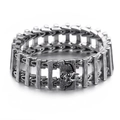 Vintage silver-grey dragon bone steel bracelet with industrial punk mechanical link design - Dragon Head Style (KB94379-BD)