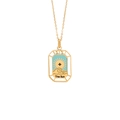 Golden tarot necklace with blue enamel The Sun pendant and XIX Roman numeral engraving - The Sun Style