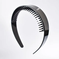 Black non-slip hairband with inner comb teeth for women face washing and styling - 1# Glossy Black
