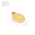 18K gold plated stainless steel oval pendant with engraved letter S, 16mm x 9.6mm charm - Letter S(ZA2254G-S) / Pendant Only / Gold