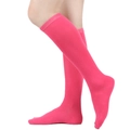 Vibrant solid pink knee-high socks for women, classic Japanese JK style school uniform accessory - One Size / Pure Rose Red