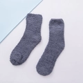 Pair of dark grey fluffy coral fleece slipper socks for women displayed on white background - Dark Gray