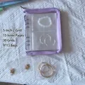 Purple zippered binder jewelry organizer with 5-inch 2-pocket PVC transparent pages - Purple Zipper 5-Inch 2-Grid (With 30 Bags)