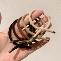 Elastic hair scrunchies set in brown and beige colors with gold metallic cylinder detail - Knotted Gold Bead Hair Ties 5Pcs Set