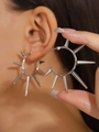 Boucles d'oreilles punk argentées avec pointes et style industriel y2k métallique - 03 Blanc KA Boucles d'oreilles à rivets argent (101)