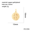 Detailed size specifications for a gold plated brass bee pendant with 13x18mm dimensions - Golden Bee (P01098)