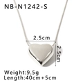 Detail showing dimensions of heart pendant 2.5cm with 40+5cm steel chain and weight - 18K Gold / Silver (NB-N1242-S)