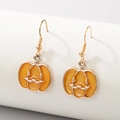Halloween acrylic pumpkin drop earrings with gold fish hook and orange finish - Translucent Orange Pumpkin
