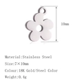 Polished stainless steel flower pendant charm for DIY jewelry, size 7x10mm in steel color - DY1422 Flower Silver