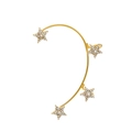 Golden star ear cuff with sparkling zircons and white pearls for non-pierced ears - Gold J Style Left