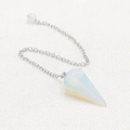 Opalite hexagonal point crystal pendant with delicate silver chain necklace - Opal (Synthetic)