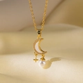 Collier Lune Coquillage Blanc Perle 8122 Or