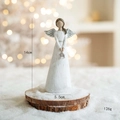 Christmas resin angel girl figurine in cream and silver, 14cm height size variant - Small White Star Angel