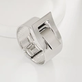 Irregular wide silver belt buckle bangle with polished and brushed metal finish - Minimalist Belt Buckle Hinged Cuff (SL265) / Silver