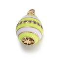 Faberge style evil eye pendant with yellow and green enamel stripes and gold trim - Yellow-Green Striped Egg Pendant
