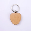 Portachiavi in legno a forma di plettro per chitarra con anello in metallo argento - Faggio Cuore