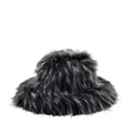 Thick faux fur fluffy hat in black, grey and white mixed color punk style - Black and White
