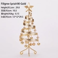 Albero di Natale a spirale dorato con campanelli e stella, decoro da tavolo 29cm - Albero a Spirale in Pizzo Dorato
