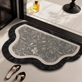 Absorbent bathroom mat with black floral jacquard pattern and non-slip backing - Thin Style / 40*60cm / Zhiyue - Cloud Shape
