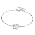 Silver butterfly bracelet with crystal pavé butterfly charm and thin link chain - Silver Butterfly Bracelet (KB168481-KFC)