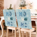 Housse de chaise de Noël avec lettres Ho Ho Ho bleues et flocons pour décor de salle à manger - YT03-4 (Bleu Clair HO HO HO)